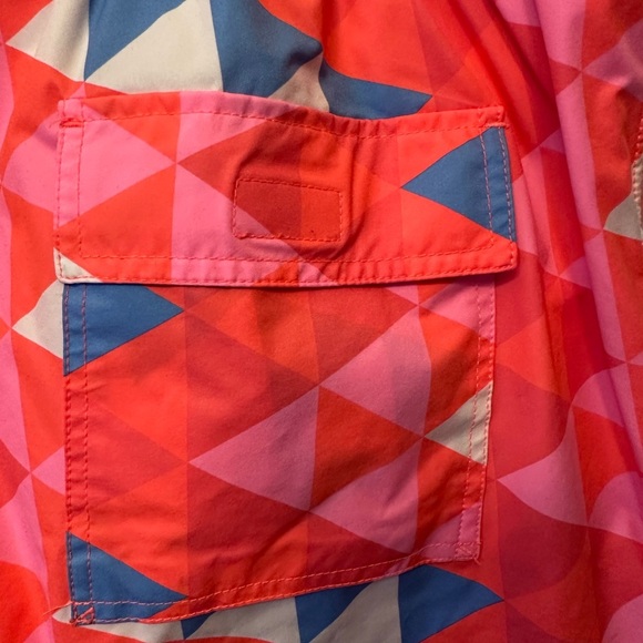 Psycho Bunny 2XLT Alexander Geometric Print Swim Trunks Neon Coral 10” Inseam - Picture 9 of 12